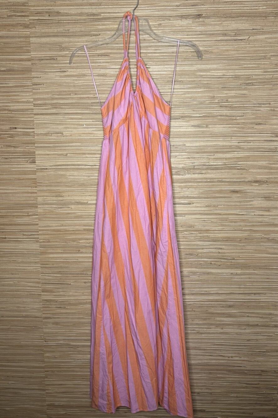 NWT Xirena Maggie Pomelo Stripe Halter Maxi Sundress 53” Sz M